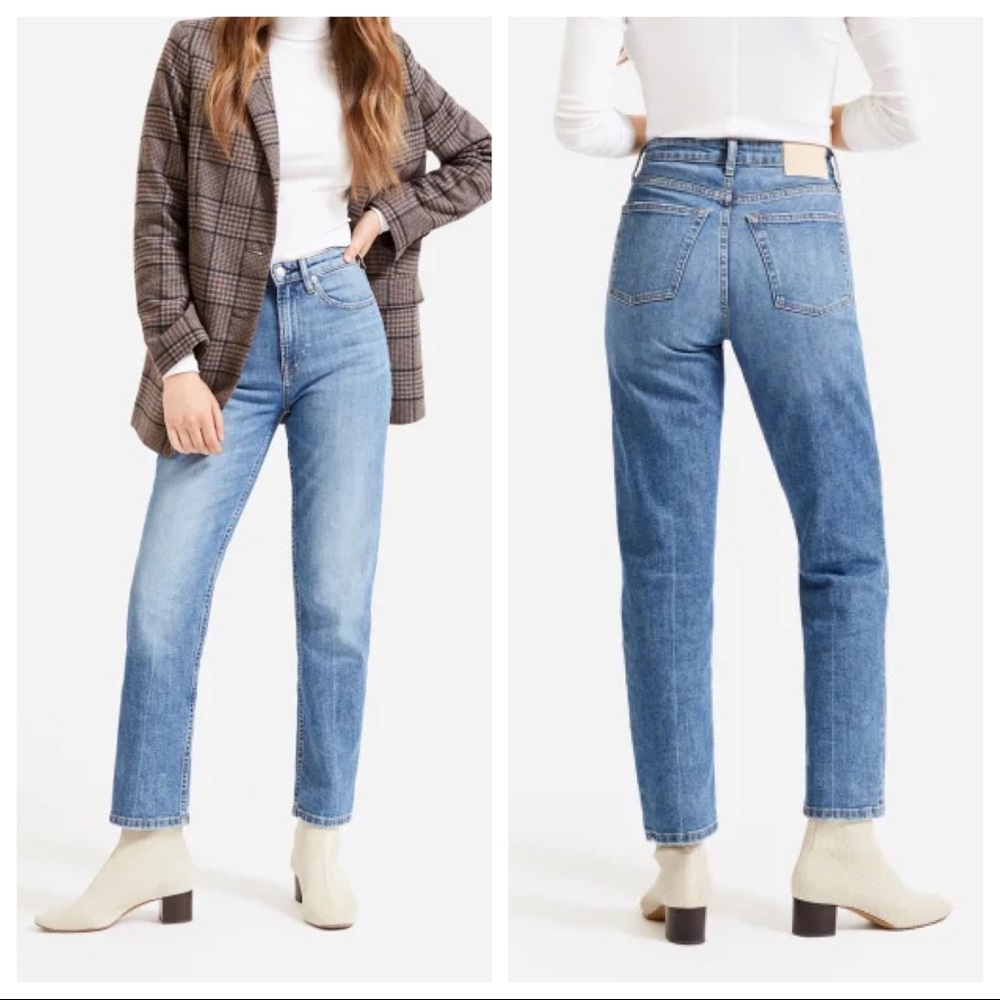 Everlane The High Rise Straight Jeans Medium Wash Denim Women’s Sz 25 Ankle